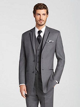 BLACK By Vera Wang Gray Satin Edged Notch Lapel Slim Fit Groom Suit