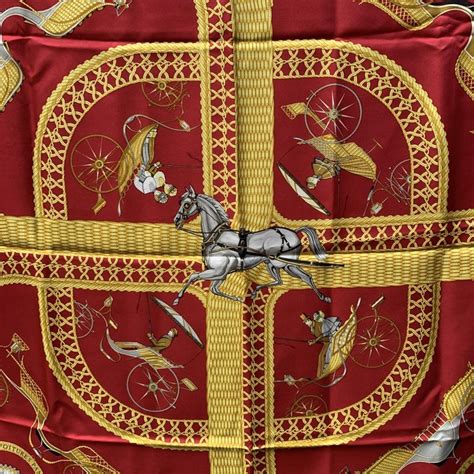 Hermes Paris Vintage Red Silk Scarf Voitures Paniers 1984 Julie Abadie For Sale At 1stdibs