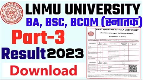 LNMU BA BSC BCOM Part 3 Results 2023 Lnmu Part 3 Results 2020 23