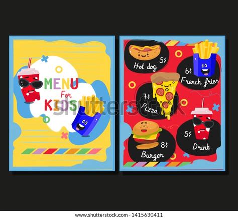 Colorful Cute Kids Menu Template Vector Stock Vector Royalty Free