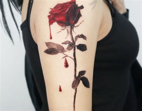 Bleeding Rose Tattoo For Men