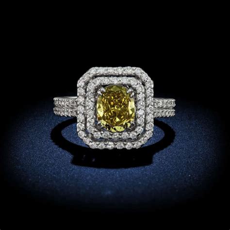 D Flawless White Fancy Yellow Heart Diamond Ring