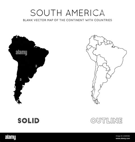 Mapa De América Del Sur Mapa Vectorial En Blanco Del Continente Con Los Países Fronteras De