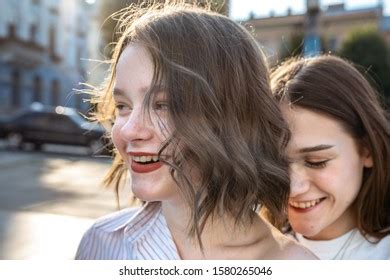 Happy Smiling Brunette Girls Healthy Skin Stock Photo Shutterstock