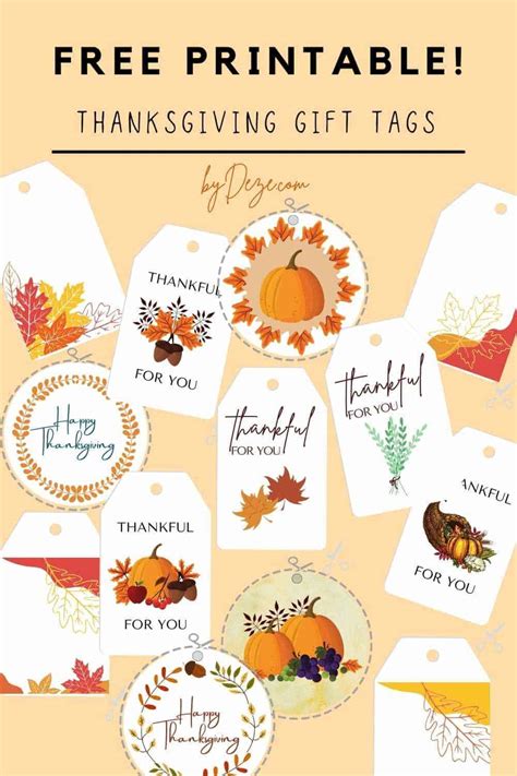 Festive Free Thanksgiving Gift Tags Printable Bydeze