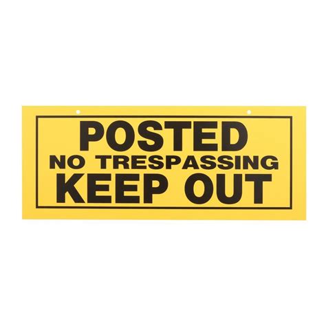 Everbilt 6 In X 15 In Posted No Trespassing Keep Out Sign Yellow Artofit