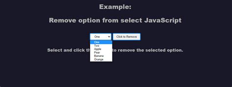 Remove Options From Select List In Javascript Javatpoint