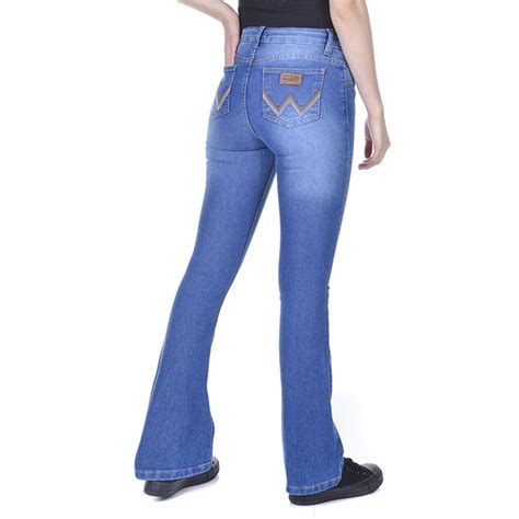 Calça Jeans Feminina Wrangler Flare Cintura Alta Stone WF5101