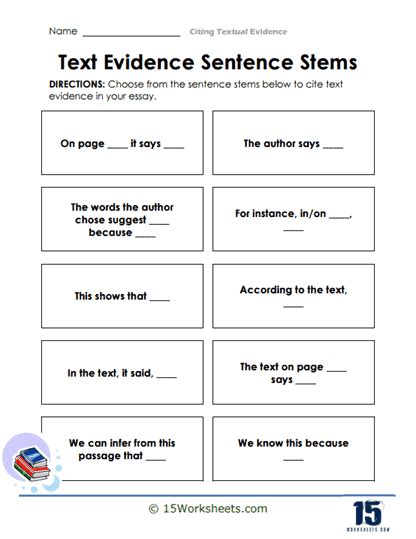 Citing Textual Evidence Worksheets 15