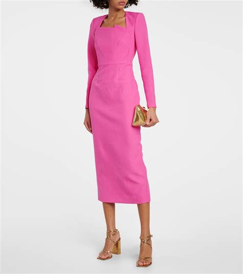 Asymmetric Midi Dress In Pink Roland Mouret Mytheresa