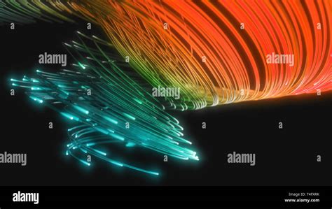 Glowing Fiber Optic Strings In Dark 3d Illustration Stock Photo Alamy