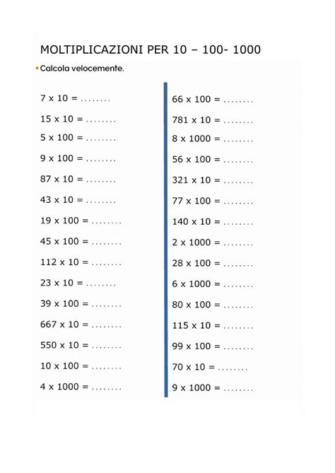 Moltiplicazioni Per Interactive Worksheet Artofit