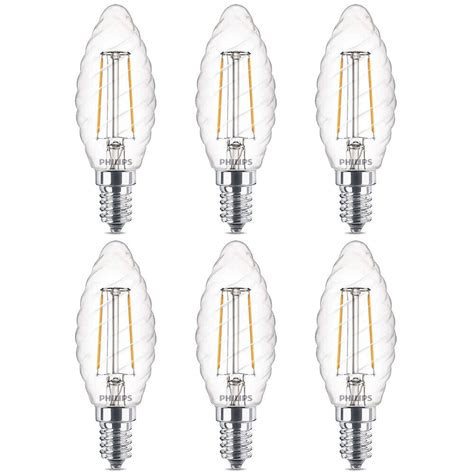 6 X Philips Led Filament Leuchtmittel Kerze 2w 25w E14 Klar Gedreht