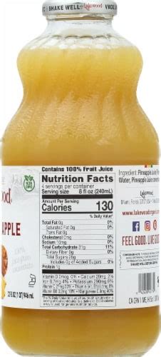 Lakewood Organic Pure Pineapple Juice 32 Fl Oz Fry’s Food Stores