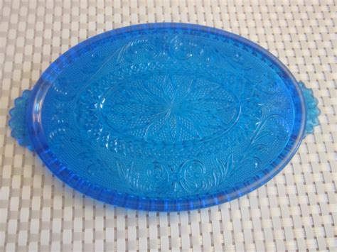 Blue Glass Serving Tray Platter