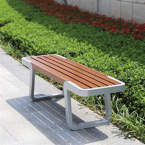 Outdoor Wood And Metal Backless Benchgarden Benches With Steel Frame