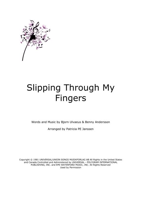 Slipping Through My Fingers Arr Patricia PE Janssen By ABBA Sheet