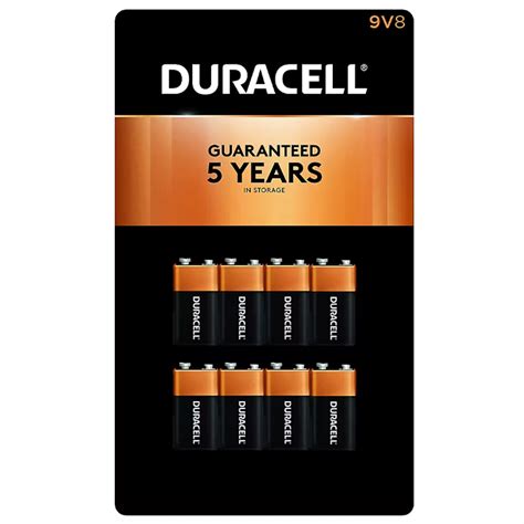 Duracell Coppertop 9 Volt Batteries Alkaline 8 Pack Mn1604