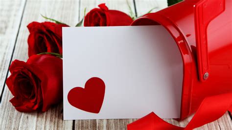 Photos Valentines Day Heart Red Rose Flowers Template 3840x2160