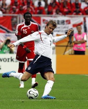 Englands David Beckham R Kicks Ball Editorial Stock Photo Stock Image