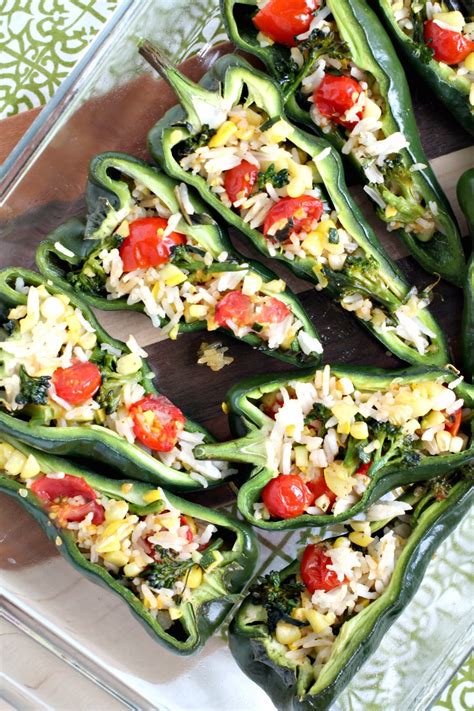 Summer Veggie Stuffed Poblano Peppers Let S Get Fresh