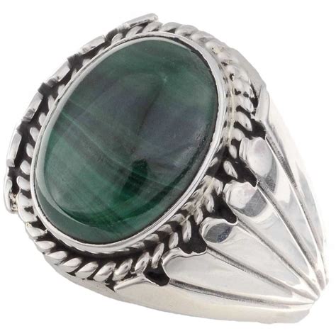 Malachite Mens Ring Navajo Handmade Silver Any Size Etsy