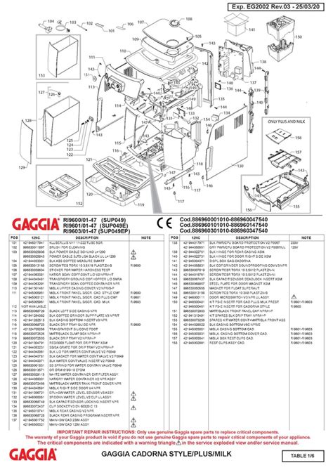 Gaggia Cadorna Milk Diagrams And Manuals Whole Latte Love Support Library