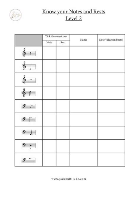 Music Theory Worksheets 100 Free Printable Activities Jade