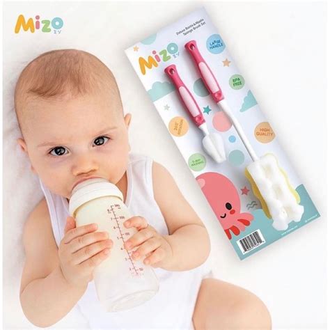 Jual Mizo Baby Deluxe Bottle Nipple Sponge Brush Set Sikat Botol