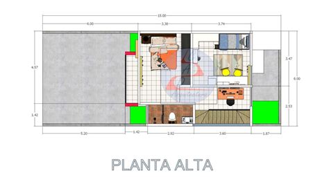 PLANO de Casa Pequeña de 6x7 DOS Plantas 2 RECAMARAS d234 CASA ACTUAL