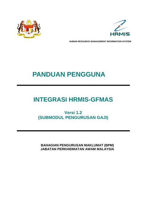 PDF Panduan Pengguna Integrasi HRMIS GFMAS DOKUMEN TIPS