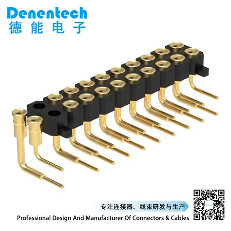 Denentech 254mm Pogo Pin H25mm Dual Row Female Right Angle Concave 8 Pin Magnetic Pogo Pin