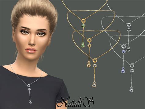 The Sims Resource NataliS Circle And Crystals Drop Necklace