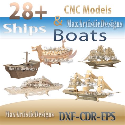 Pack Of Ships And Boats With Laser Cutting For Pantograph Cnc