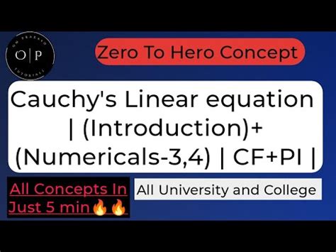 Cauchy S Linear Equation Differential Equations Of Higher Order YouTube