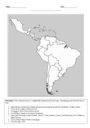 English Worksheets Latin America Map Activity