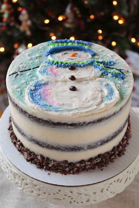 Painted Snowman Cake - Recipes Inspired by Mom