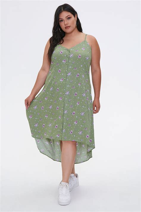 Plus Size Floral High Low Dress