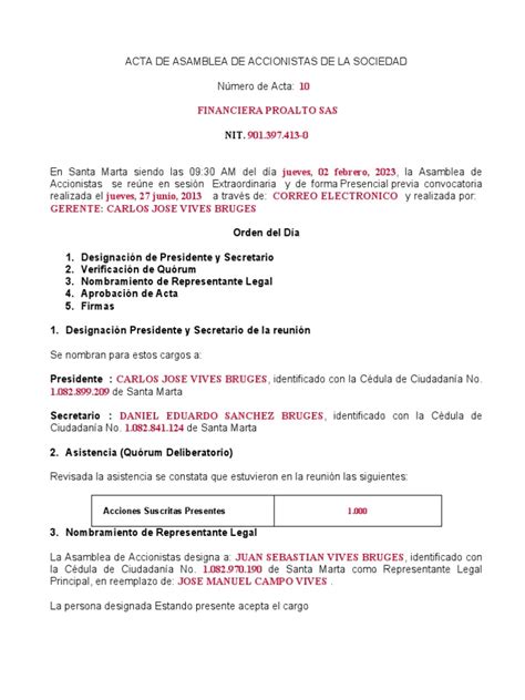 7448nombramientorepresentantelegal Pdf Quórum Justicia