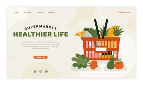 Free Vector Flat Supermarket Landing Page Template