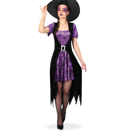 Damen Kostüm Hexe Violetta violett schwarz Witch Kleid Halloween