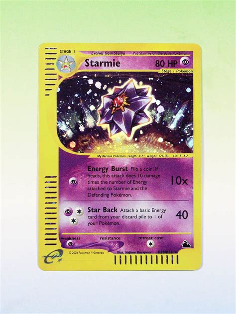 Pokemon Proxy Cards First Edition Foil E Card Starmie Skyridge Sk H