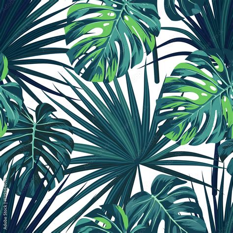 Tropical Background With Jungle Plants Seamless Vector Tropical