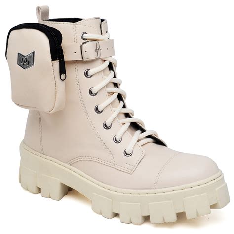 Bota Coturno Tratorada Feminina Casual Cano Curto Bolsinha Bag