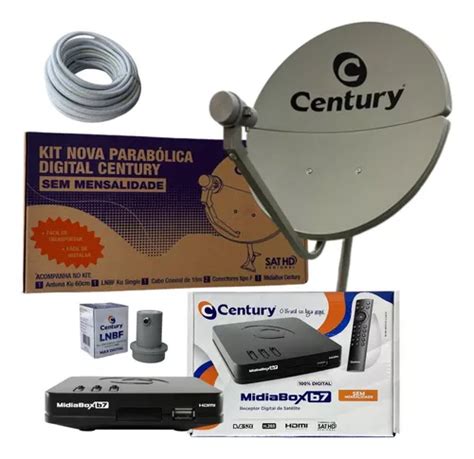 Kit Antena Parabolica Century 60cm Banda Ku 5g Midiabox B7 Frete grátis