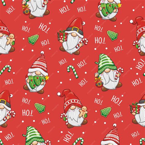 Premium Vector Seamless Pattern Cute Christmas Gnomes Santa Claus