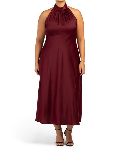 Taylor Plus High Neck Satin Maxi Dress