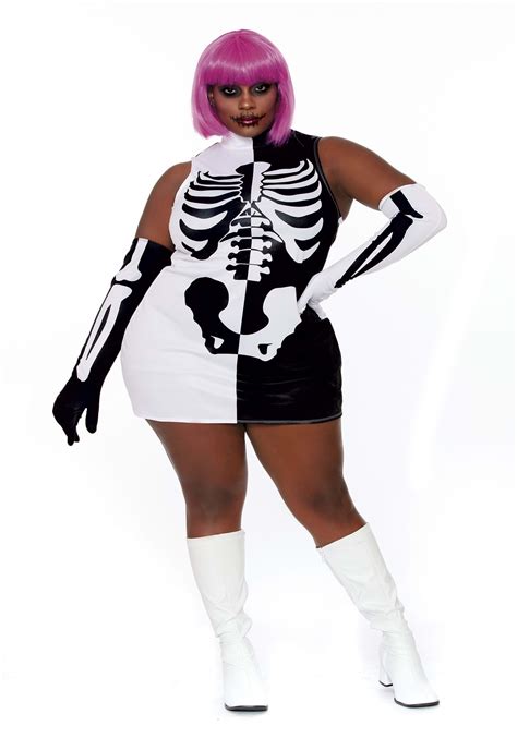 Womens Sexy Plus Size Parti Skeleton Costume Dress