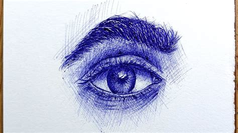 Realistic Eye Sketch Using Ball Pen Step By Step YouTube