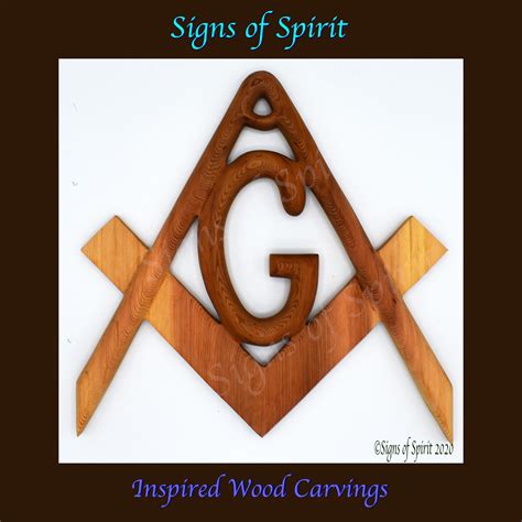 Masonic Symbol Freemasonry Emblem Wood Carved Compass And Square Lodge
